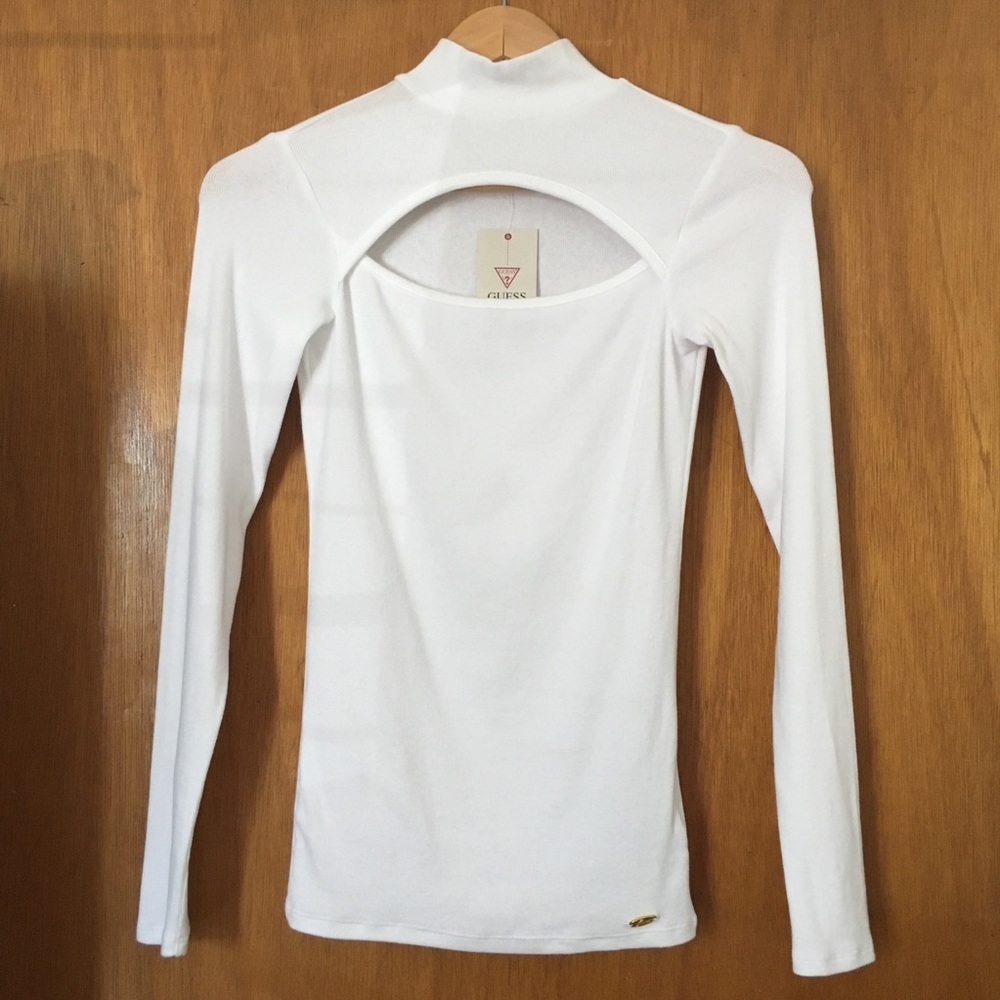 Guess Long sleeve Ribbed Cutout Mock Turtleneck